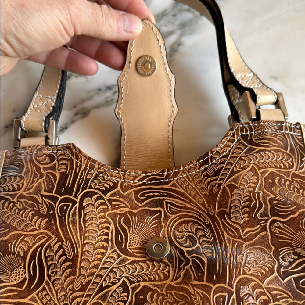NWOT Boutique Western Floral Embossed Mini Shoulder Bag Horse Concho - Picture 7 of 16